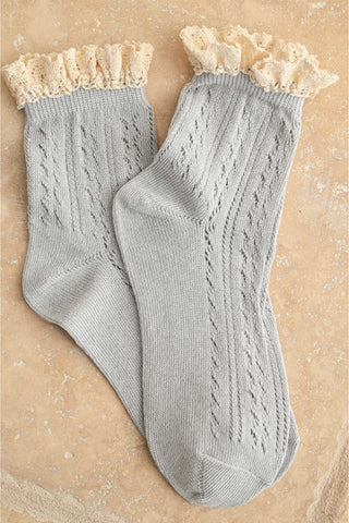 Pointelle With Crochet Trim Socks