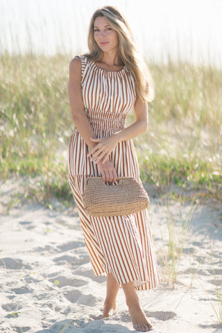 Smocked Waist Striped Dress