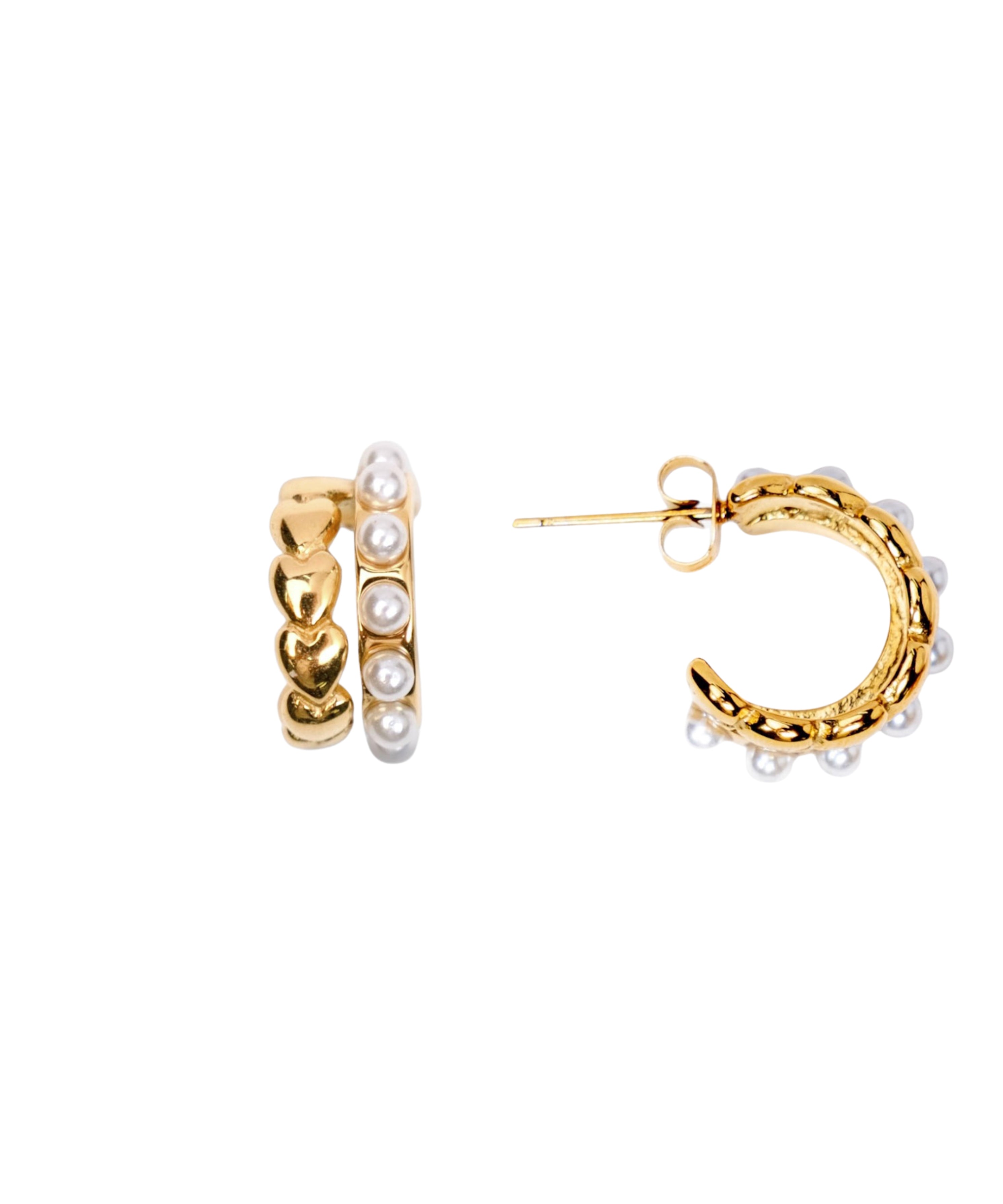 My Sister's Cottage | Waterproof | Pearl & Heart Earrings