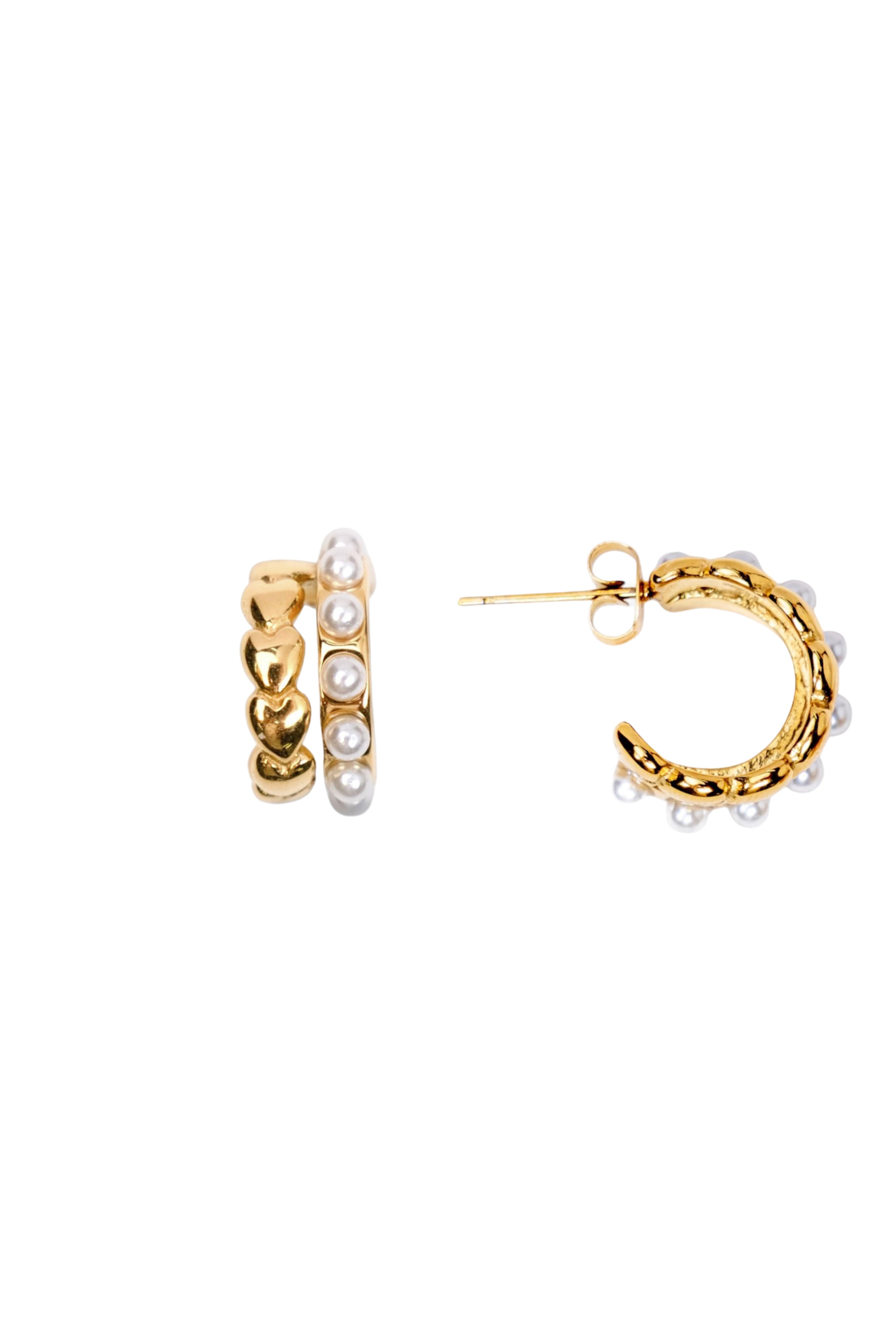 My Sister's Cottage | Waterproof | Pearl & Heart Earrings
