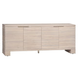 Beige sideboard with horizontal slats on a white background