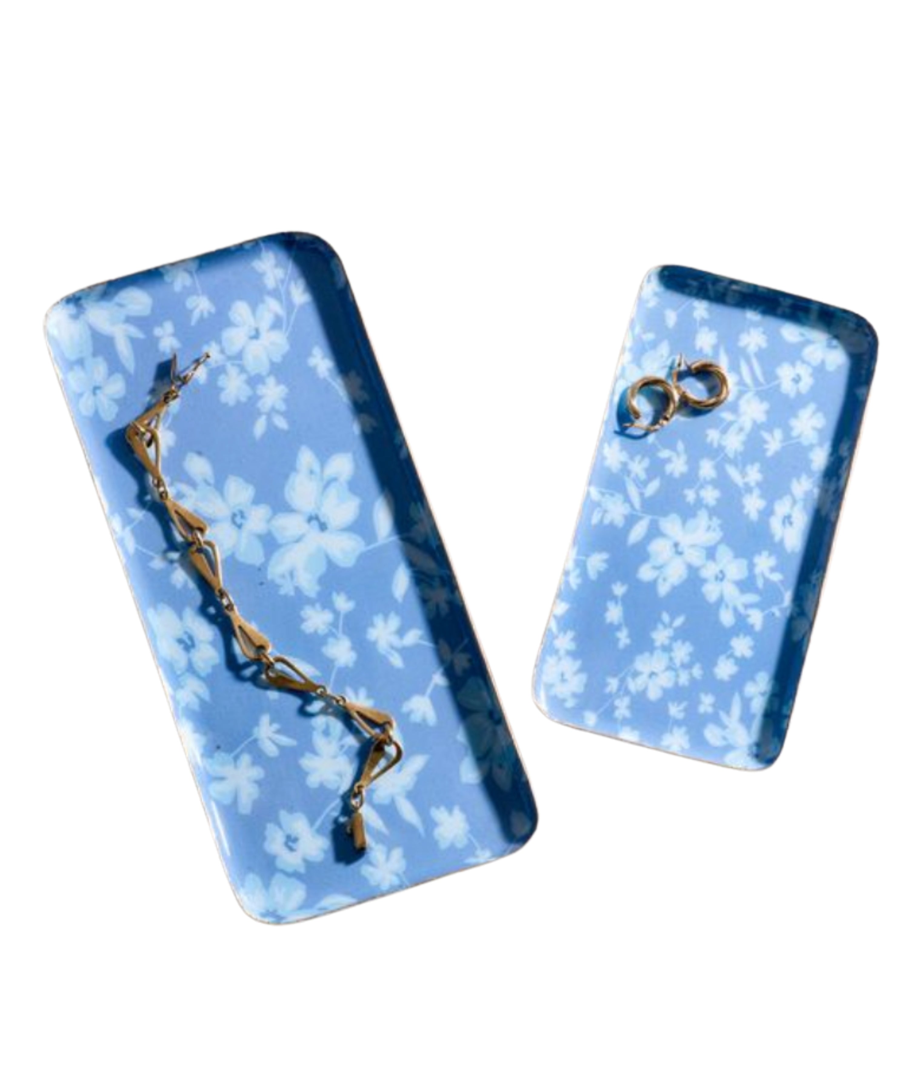 Blue Floral Trays