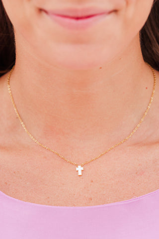 My Sister's Cottage | Waterproof | Mother of Pearl Cross Necklace