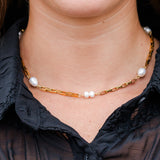 My Sister's Cottage | Waterproof | Freshwater Cultured Pearl Link Necklace (detail view 3)