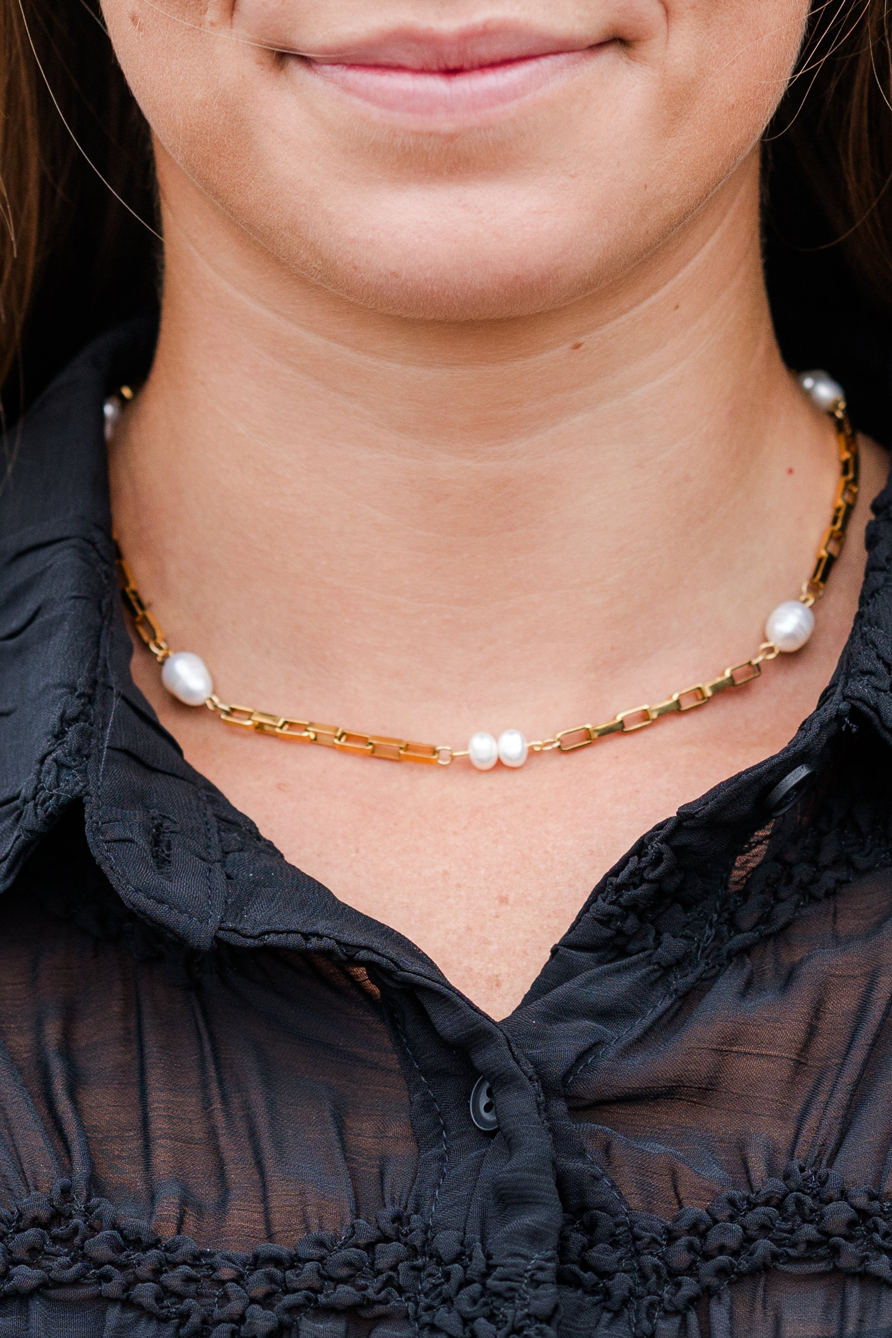 My Sister's Cottage | Waterproof | Freshwater Cultured Pearl Link Necklace (detail view 3)