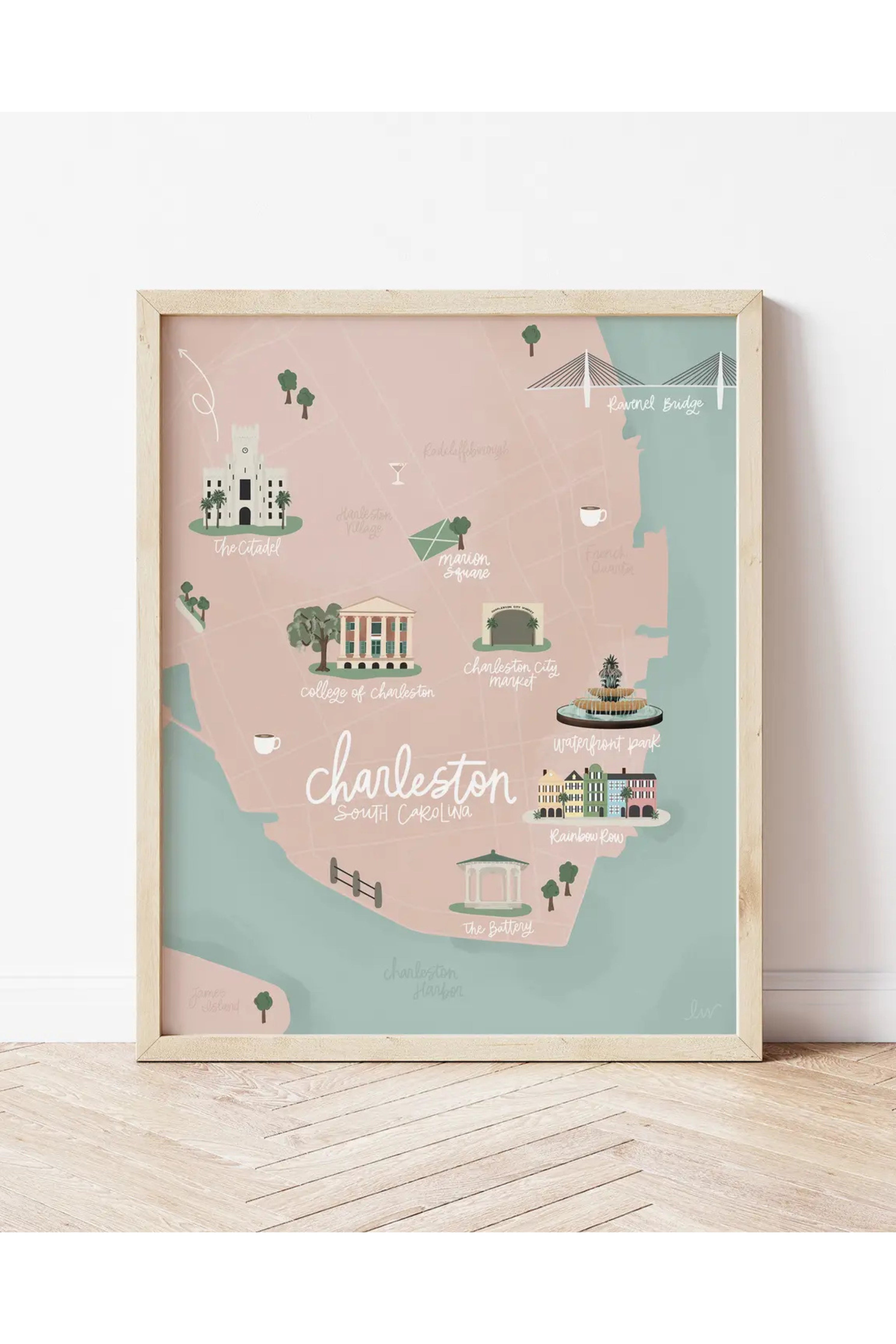 Charleston, SC Illustrated Map Print – My Sister's Cottage