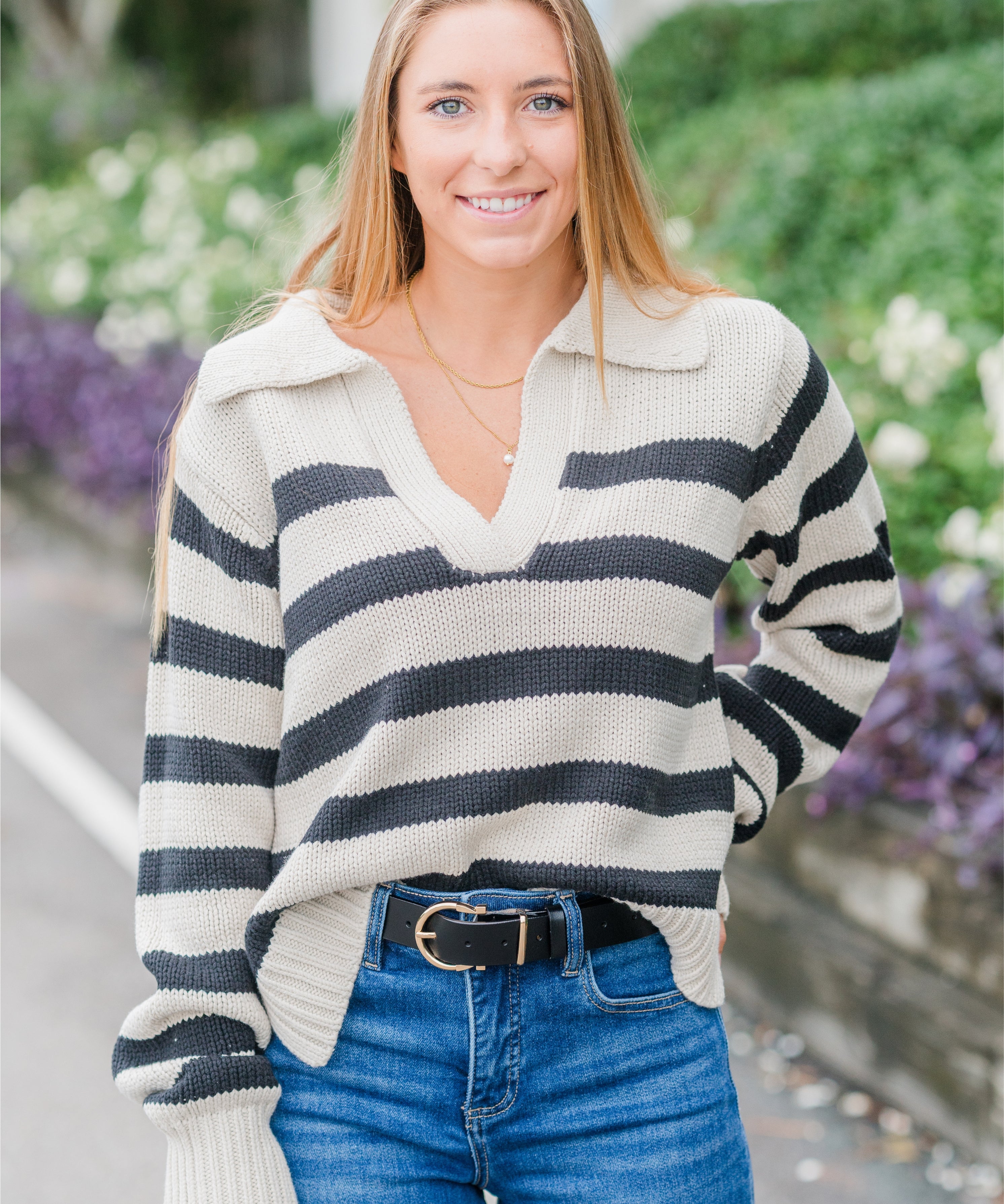 Stripe Polo Sweater
