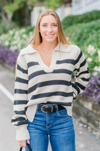Stripe Polo Sweater