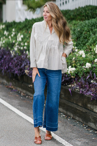 Long Sleeve Pleated Top