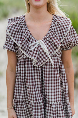 Ruffle and Bow Collar Mini Dress