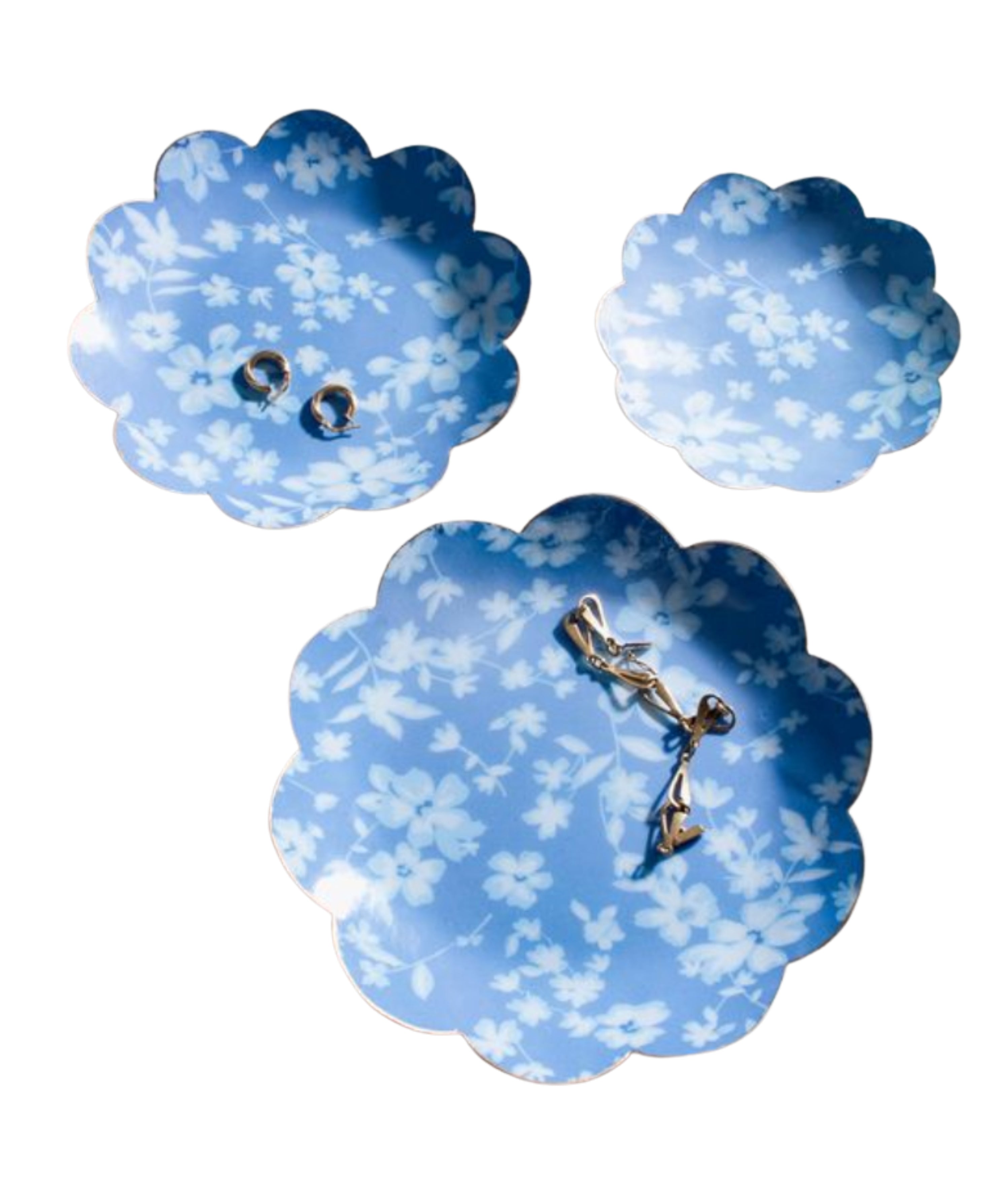 Blue Floral Round Trays