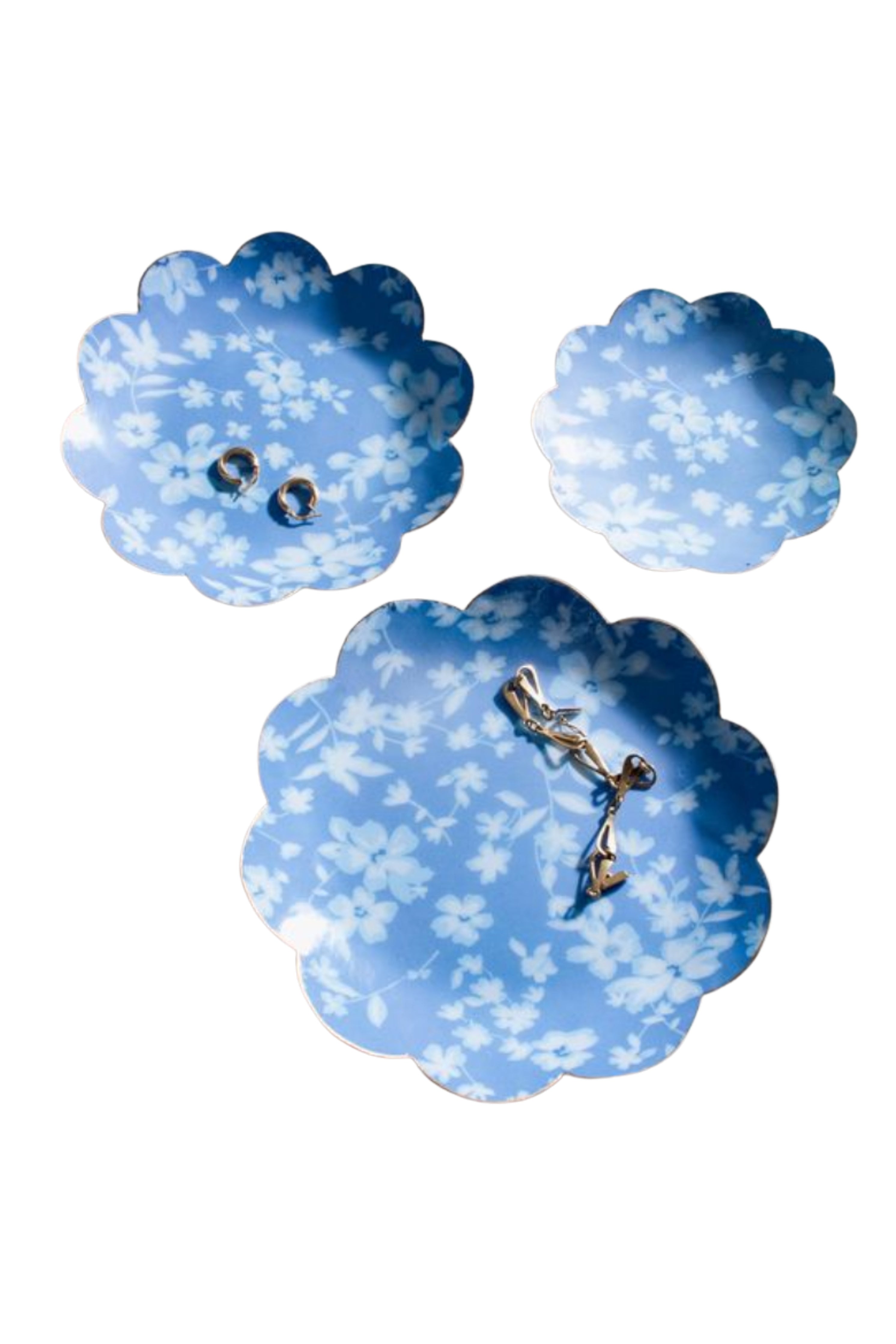 Blue Floral Round Trays