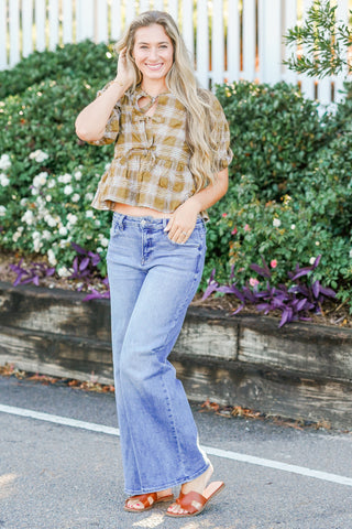 Plaid Bow Tie Top