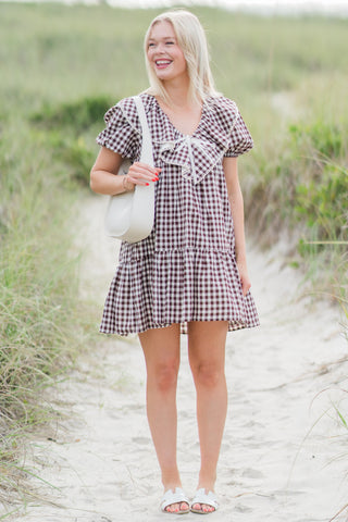 Ruffle and Bow Collar Mini Dress
