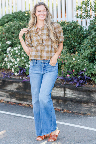 Plaid Bow Tie Top