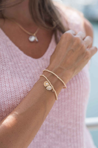 Shell & Pearl Dangle Charm Bracelet