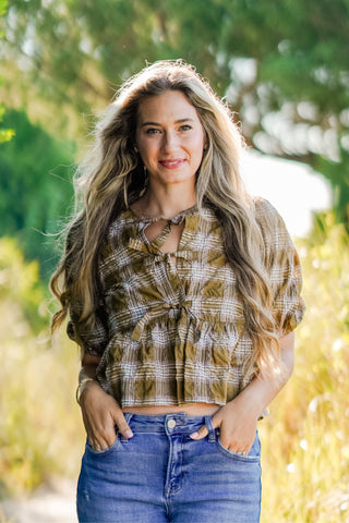 Plaid Bow Tie Top