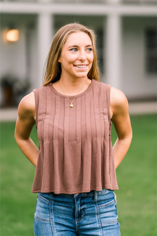 Pleated Front Sleeveless Top