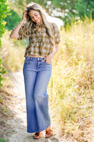 Plaid Bow Tie Top