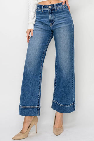 High Rise Wide Hem Jeans