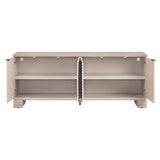 Beige metal cabinet with a door on a white background