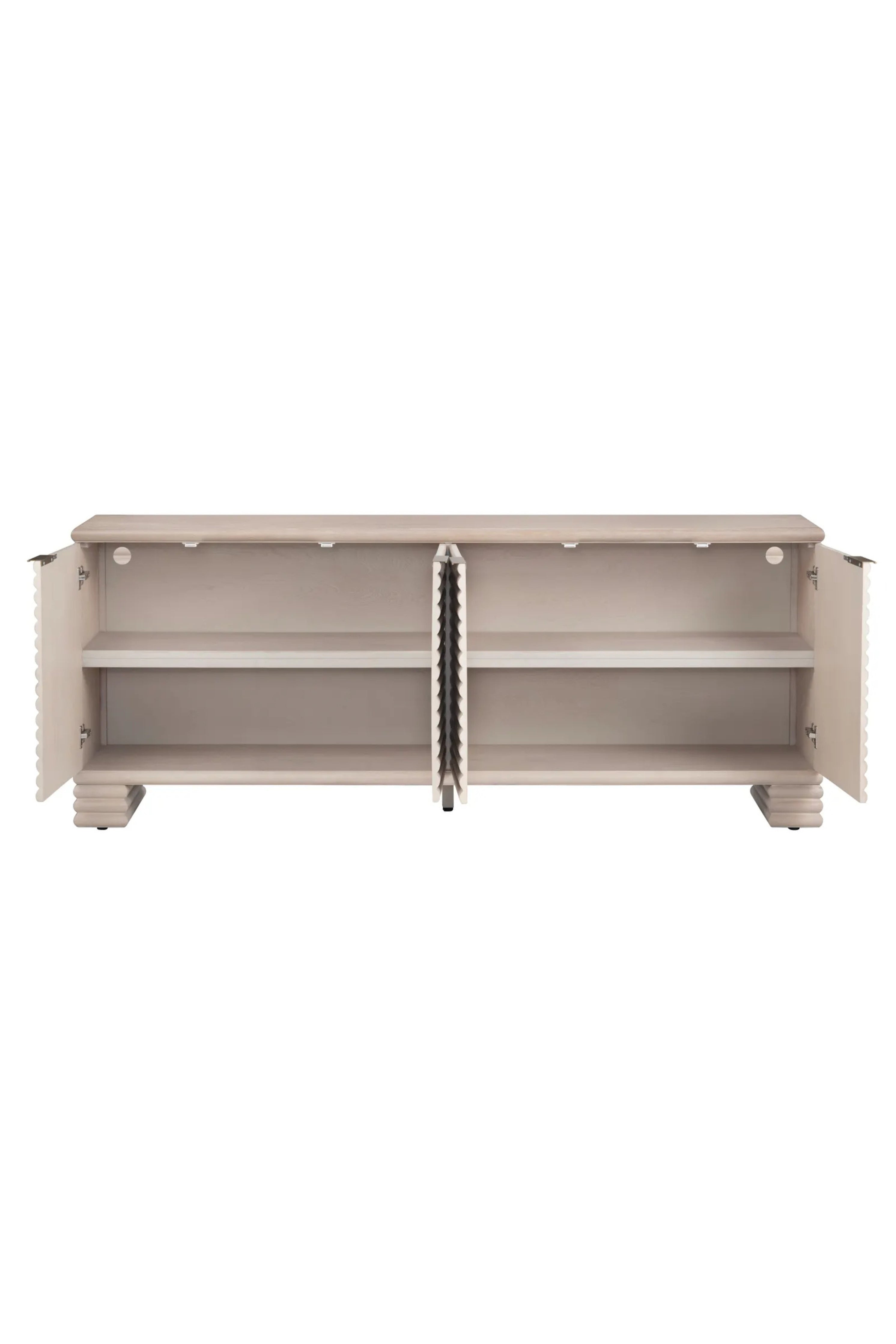 Beige metal cabinet with a door on a white background