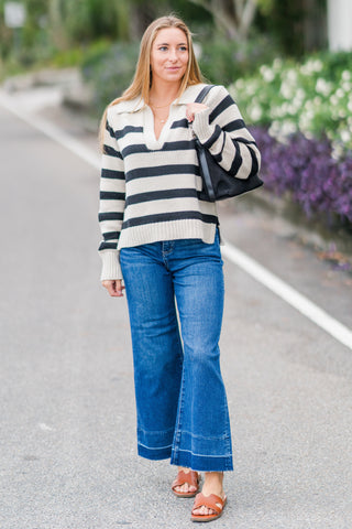 Stripe Polo Sweater