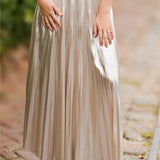 Pleated Metallic Midi Skirt