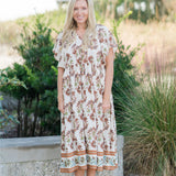 Floral Printed V-Neck Midi Dress