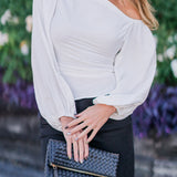 Ruched Asymmetrical Long-sleeve Top