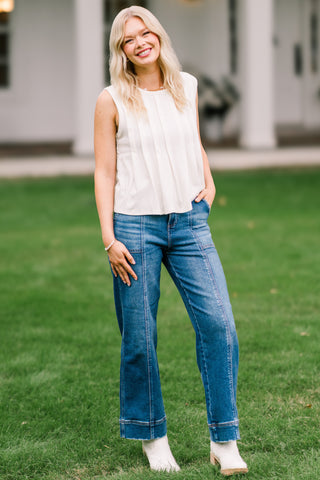 Risen High Rise Front Seam Detailed Jeans
