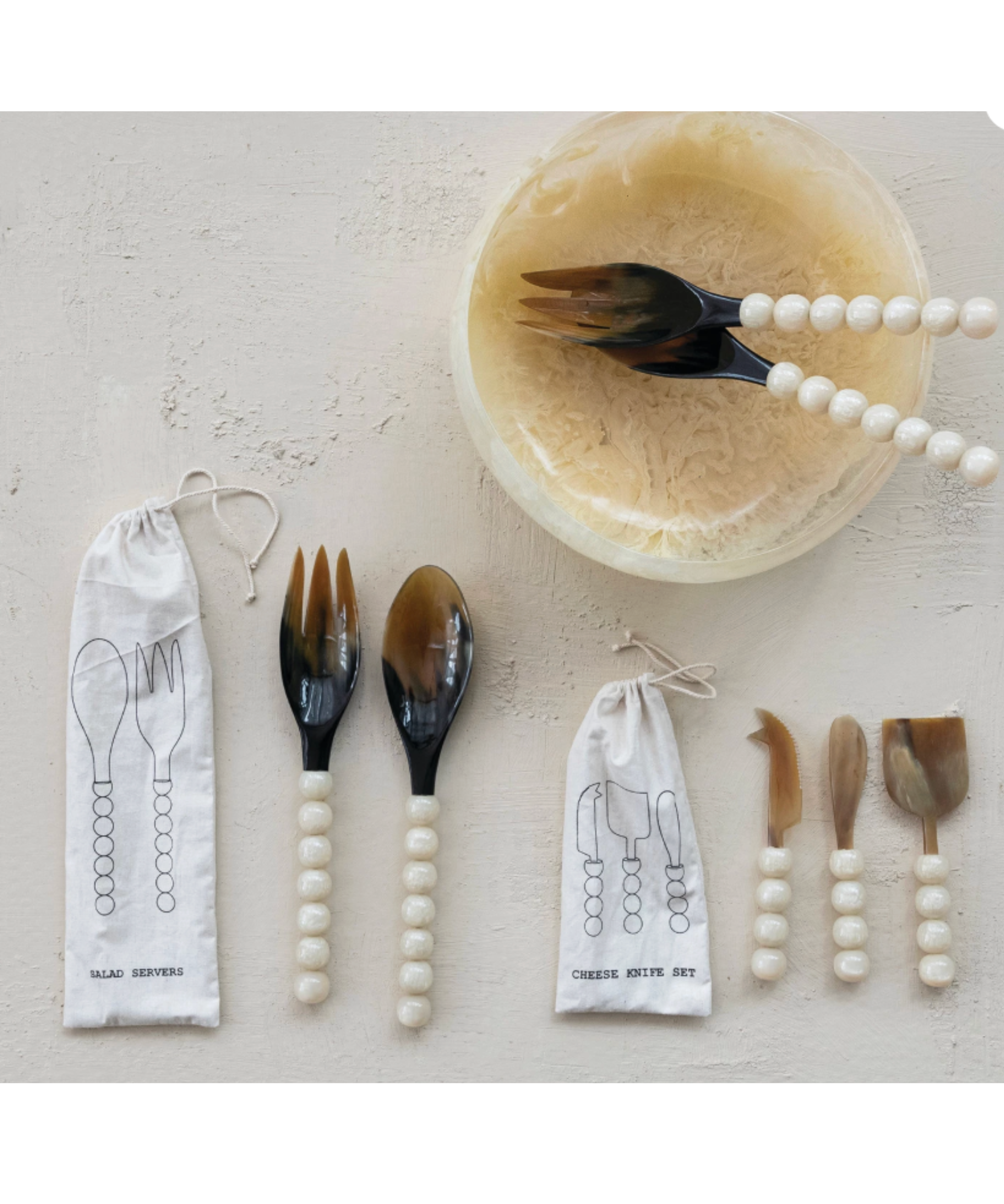 Natural Horn Cheese Knives