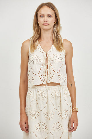 Eyelet Front Tie Top