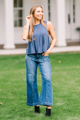 Pleated Front Sleeveless Top