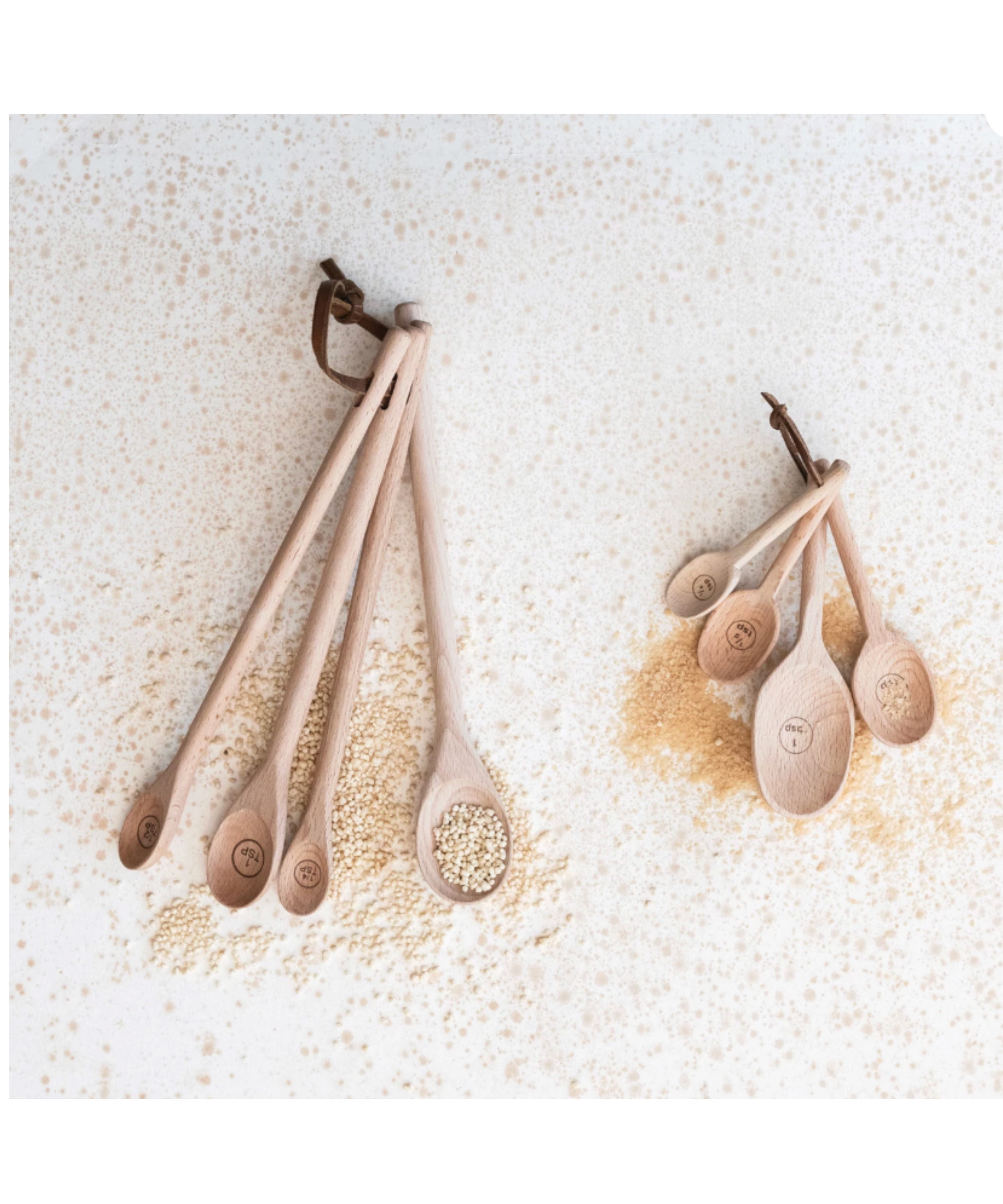 Carved Beech Wood Measuring Spoons Set