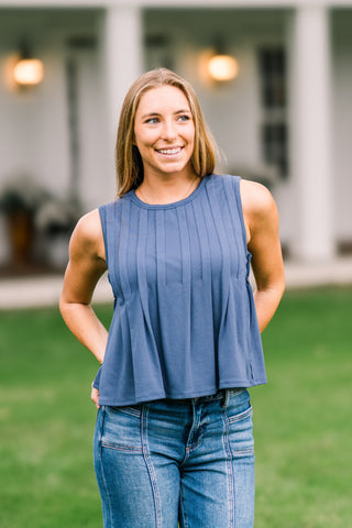 Pleated Front Sleeveless Top