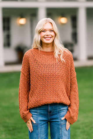 Crewneck Lattice Knit Sweater