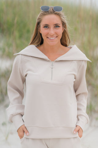 Quarter Zip Mock Neck Pullover