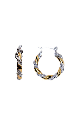 My Sister's Cottage | Waterproof | Mixed Metal Twisted Hoop Earrings