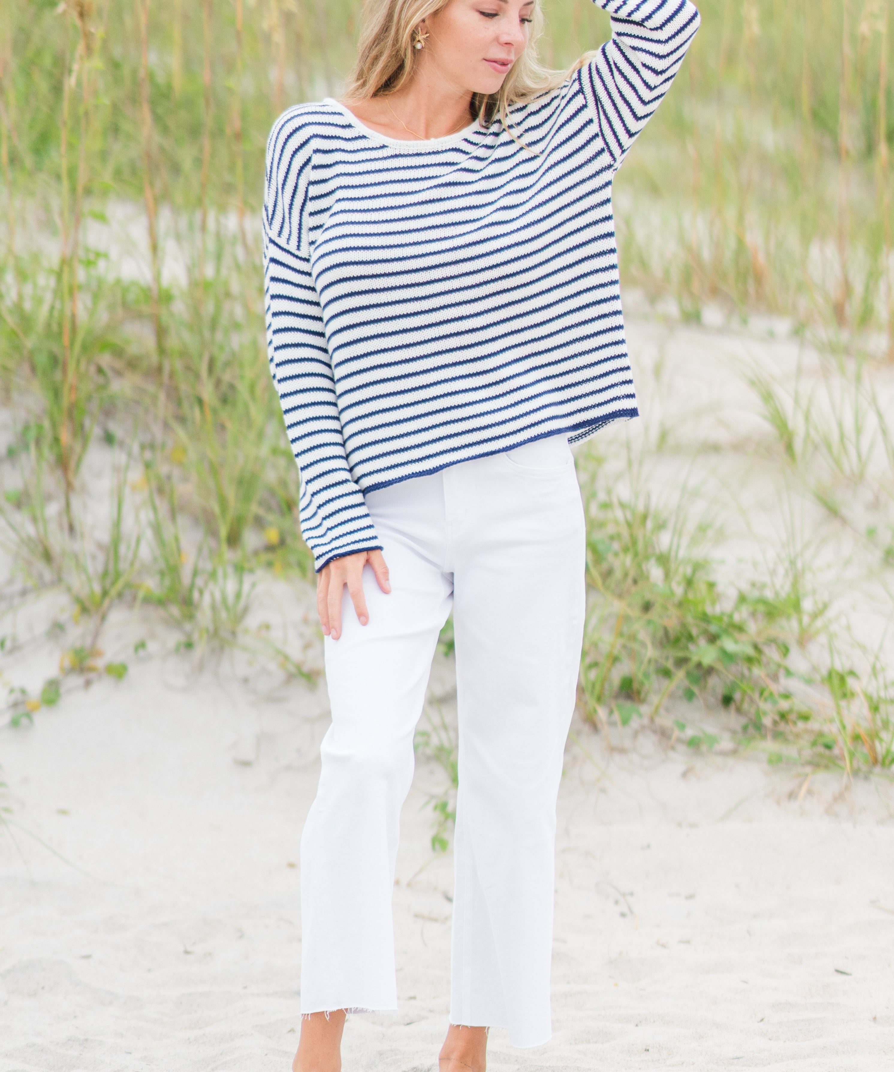 Coastal Striped Relaxed Fit Nautical Sweater (detail view 2)