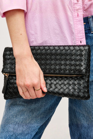 Woven Foldover Clutch