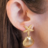 My Sister's Cottage | Waterproof | Starfish & Seashell Dangle Earrings (detail view 3)