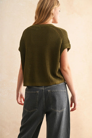Dolman Sleeve Knitted Crewneck Top