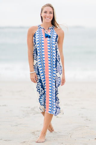 Tassel Tie Halter Midi Dress