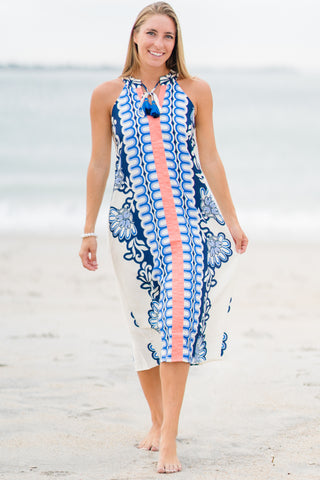 Tassel Tie Halter Midi Dress
