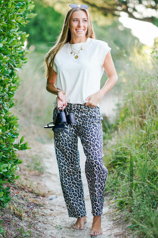 Vintage Leopard Barrel Jeans