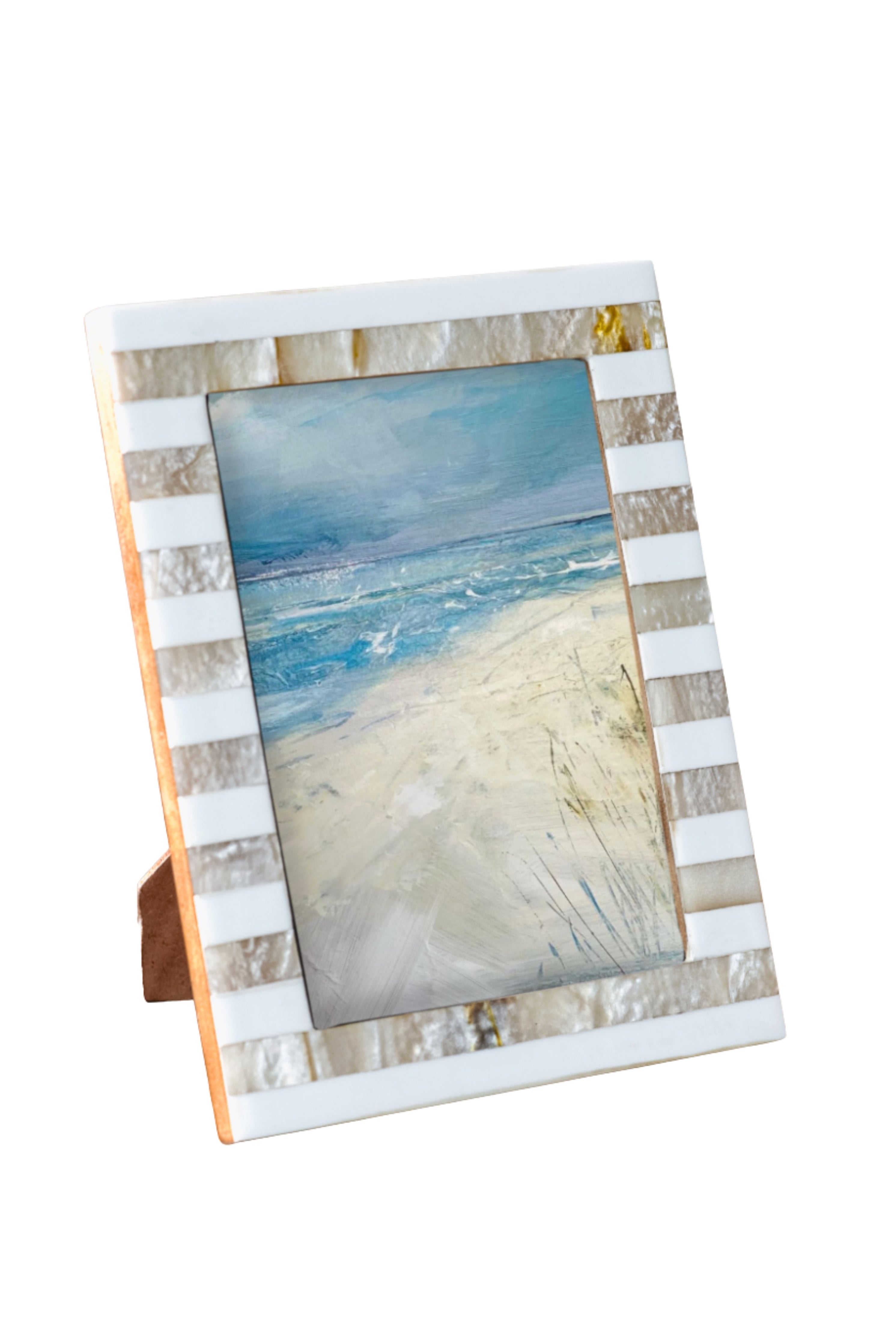 Beige Stripe Resin Photo Frame