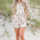 Palm Tree Embroidered Shorts