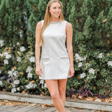 Jeweled Neckline Sleeveless Shift Dress