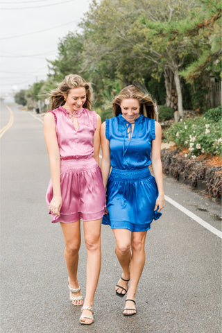 Sleeveless Cinch Waist Mini Dress